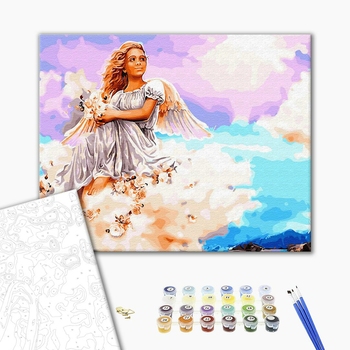 Картина по номерам Діти та ангели - Ангел на хмаринці