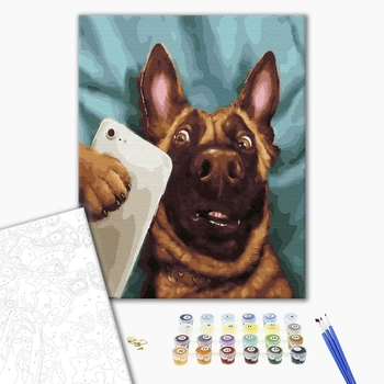 Картина по номерам Тварини, птахи та риби - Собачье селфи