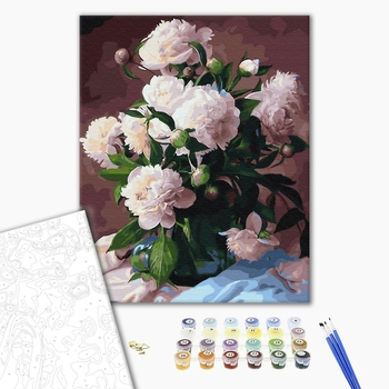 Картина по номерам Квіти - Белые пионы