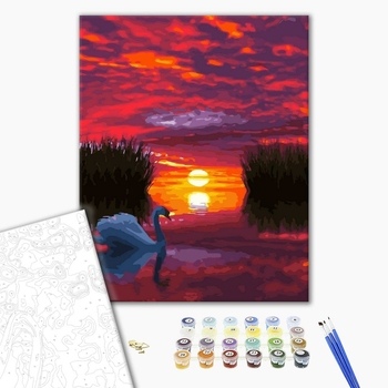 Картина по номерам Пейзажі - Лебедь на закате