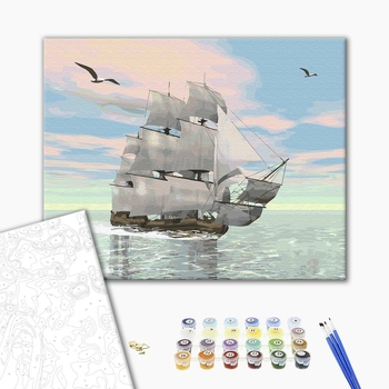 Картина по номерам Кораблі, автомобілі та літаки - Корабель на світанку