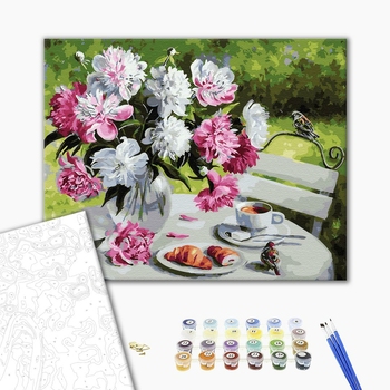 Картина по номерам Квіти - Сніданок з піонами