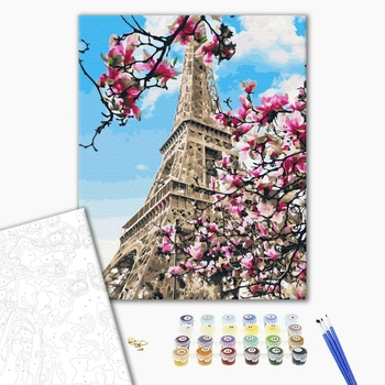 Картина по номерам Города - Цвітіння магнолій у Парижі