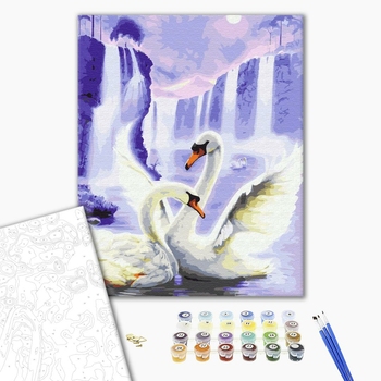 Картина по номерам Для початківців - Лебеді під місяцем