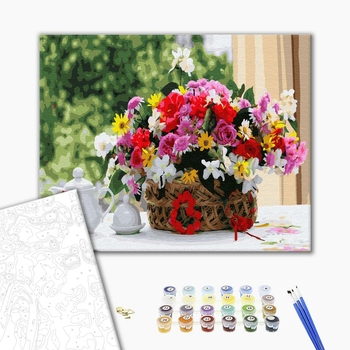 Картина по номерам Квіти - Різнобарвний букет