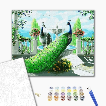 Картина по номерам Тварини, птахи та риби - Роскошные павлины