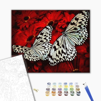 Картина по номерам Квіти - Метелики на квітах