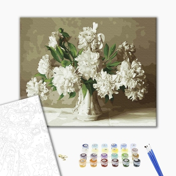 Картина по номерам Квіти - Білі півонії