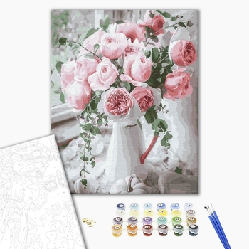 Картина по номерам Квіти - Букет ніжних троянд