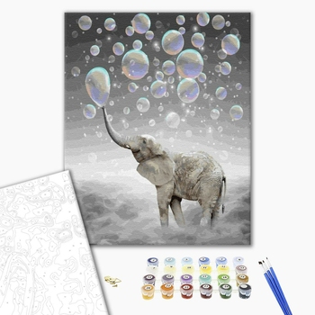 Картина по номерам Тварини, птахи та риби - Слон в хмарах