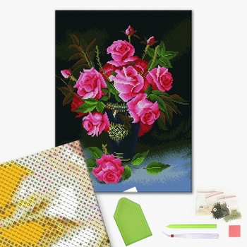 Алмазна мозаїка 40х50 - Букет алых роз