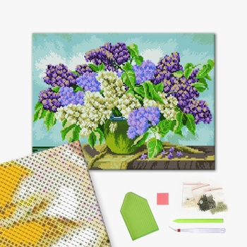 Алмазна мозаїка 40х50 - Букет разноцветной сирени