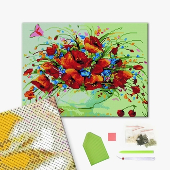 Алмазна мозаїка 40х50 - Маки полевые