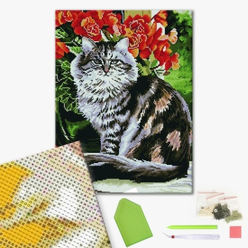 Алмазна мозаїка 40х50 - Пушистый кот