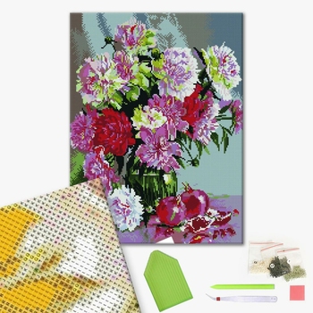 Алмазна мозаїка 40х50 - Півонії з гранатом