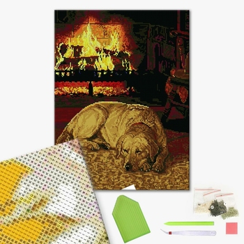 Алмазна мозаїка 40х50 - Любимец у камина