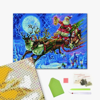 Алмазна мозаїка 40х50 - Санта в новогоднюю ночь