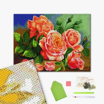 Алмазна мозаїка 40х50 - Нежные розовые розы