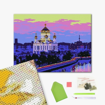 Алмазна мозаїка 40х50 - Андреевская церковь на закате