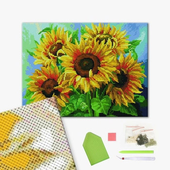 Алмазна мозаїка 40х50 - Пышный букет подсолнухов