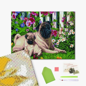 Алмазна мозаїка 40х50 - Папа мопс с сином