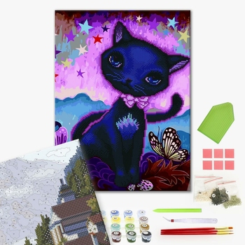 Комбінована алмазна мозаїка - Казкова кішечка