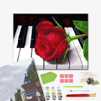 Комбінована алмазна мозаїка - Роза музиканта