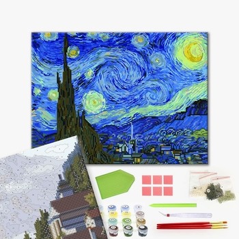 Комбінована алмазна мозаїка - Зоряна ніч. Ван Гог