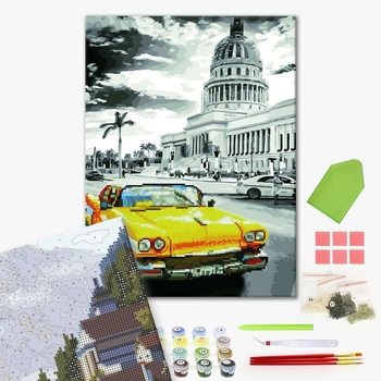 Комбінована алмазна мозаїка - Жовте ретро