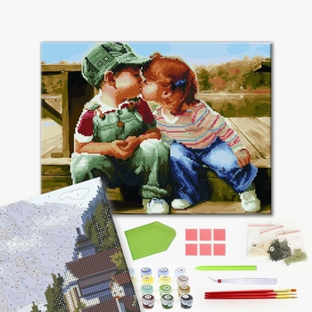 Комбінована алмазна мозаїка - Детская влюбленность