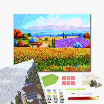 Комбінована алмазна мозаїка - Літо в селі