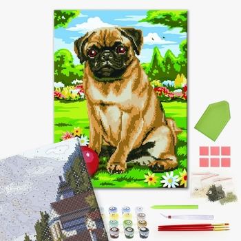 Комбінована алмазна мозаїка - Гра з собакою