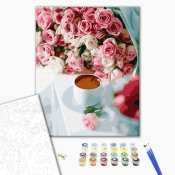 Картина по номерам Квіти - Кава для коханої