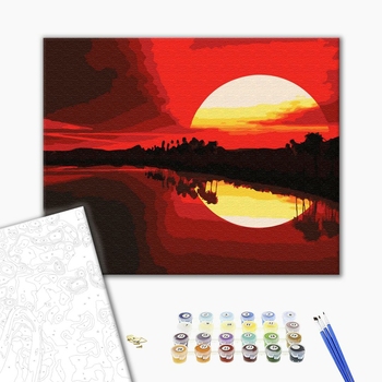 Картина по номерам Пейзажі - Огненный закат