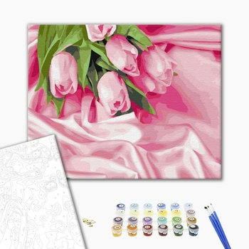 Картина по номерам Квіти - Тюльпани у шовку