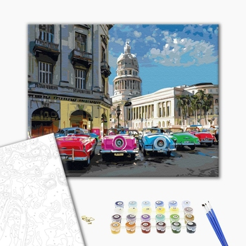 Картина по номерам Города - Ретро авто на виставці