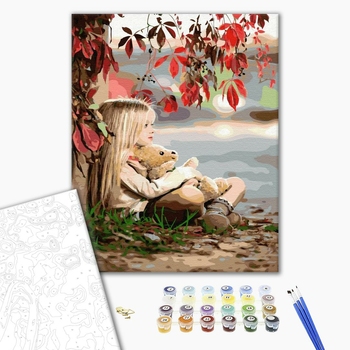 Картина по номерам Діти та ангели - Дівчинка з ведмедиком