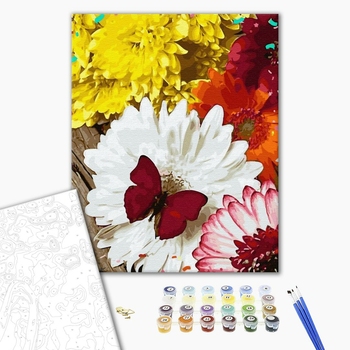 Картина по номерам Квіти - Метелик на Герберах