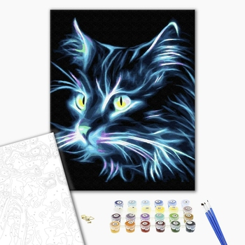 Картина по номерам Тварини, птахи та риби - Неоновий кіт