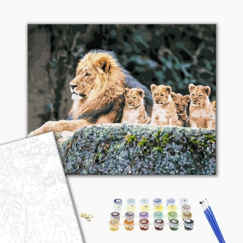 Картина по номерам Тварини, птахи та риби - Львиное семейство