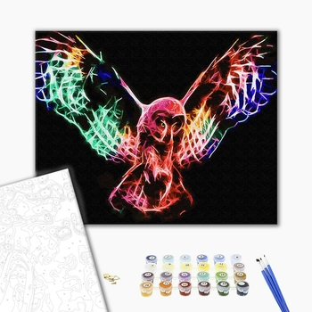 Картина по номерам Тварини, птахи та риби - Неонова сова в польоті