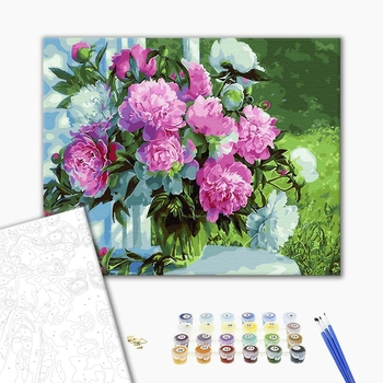 Картина по номерам Квіти - Букет піонів в саду