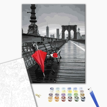 Картина по номерам Города - Червона парасолька на мосту
