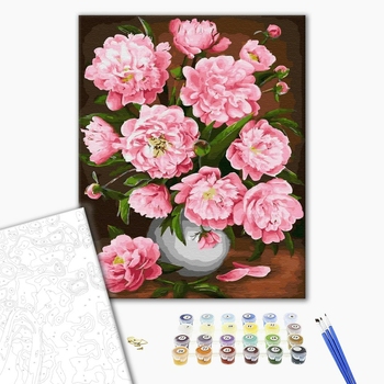 Картина по номерам Квіти - Піони весною