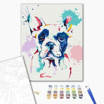 Картина по номерам Поп Арт - Бульдог у фарбах