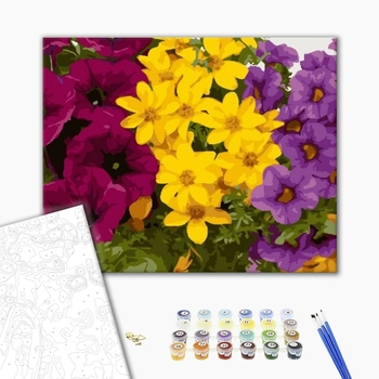 Картина по номерам Квіти - Різнобарвна клумба