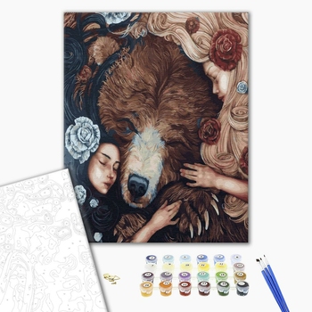 Картина по номерам Люди на картинах - В обіймах ведмедика