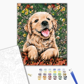 Картина по номерам Тварини, птахи та риби - Радісна собачка