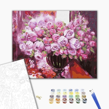 Картина по номерам Квіти - Фіолетове сяйво у вазі