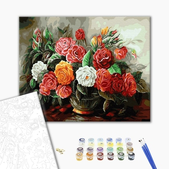 Картина по номерам Квіти - Букет чайних троянд